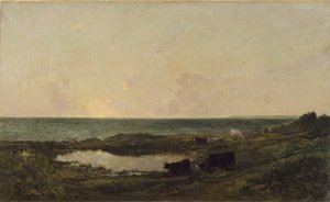 Sonnenuntergang an der Küste bei Villerville von Charles Francois Daubigny