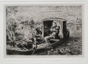 Die Bootsfahrt: Schlemmen oder Mittagessen auf dem Boot, 1861 von Charles Francois Daubigny