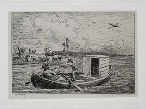 Die Bootsfahrt: Le Mot de Cambronne Das Schimpfwort, 1861 von Charles Francois Daubigny