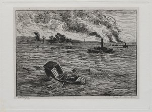 Die Bootsfahrt: Die Dampfschiffe oder Vorsicht vor den Dampfern von Charles Francois Daubigny