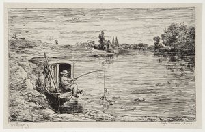 Der Schiffsjunge beim Angeln von Charles Francois Daubigny