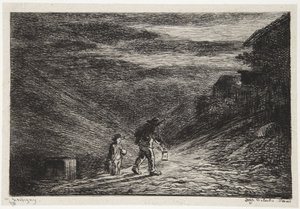Die Suche nach einem Gasthaus von Charles Francois Daubigny