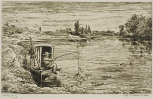 Der Schiffsjunge beim Angeln von Charles Francois Daubigny