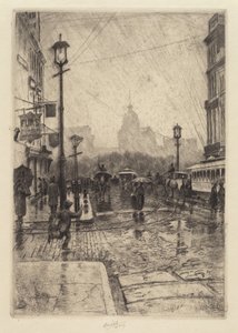 Regentag, Broadway, wahrscheinlich 1890 von Charles Frederick William Mielatz