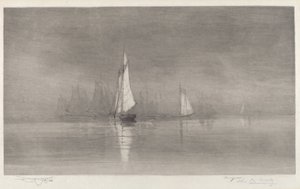 Ohne Titel (Hafenszene mit Segelbooten)