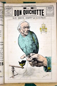 Titelblatt von „Le Don Quixote“, Nummer 672, Satirisch in Farben