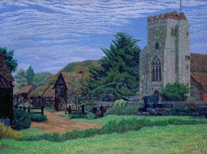 Kirche und Scheune, Waltham St. Lawrence