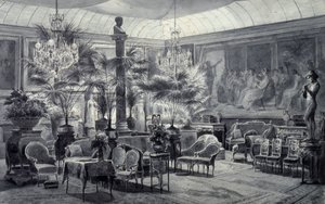 Wintergarten der Prinzessin Mathilde, Zeichnung in grauer Tinte und Gouache von Charles Giraud