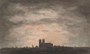 Eine große Kirche (Westminster Abbey) bei Sonnenuntergang von Charles Gore