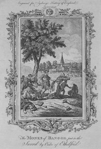 Die Mönche von Bangor werden auf Befehl von Ethelfrid niedergemetzelt, 1773 von Charles Grignion