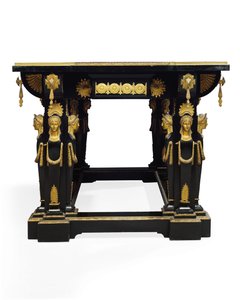 Napoleon III Tisch, entworfen von Jean Brandely, Marketerie von E. Varlot, Paris, ca. 1850-75
