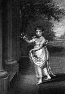 Elizabeth Barrett Moulton-Barrett im Alter von neun Jahren, graviert von G. Cook, ca. Mitte des 19. Jahrhunderts