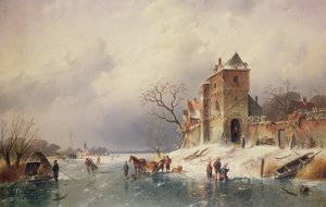 Gefrorene Winterszene, 19. Jahrhundert