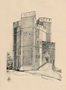 Außenansicht von Orford Castle, Suffolk, die Zinnen restauriert von Charles Henry Bourne Quennell