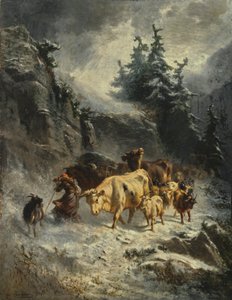 Herde in einem Schneesturm von Charles Humbert