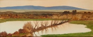 Sonnenuntergang über einem Teich von Charles Hutton Lear