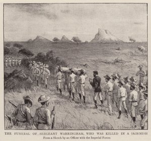 Das Begräbnis von Sergeant Warringham, der in einem Scharmützel getötet wurde von Charles J. (after) Staniland