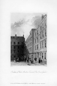 Außenansicht der letzten Residenz von Charles Macklin, Tavistock Row, Covent Garden, 1840
