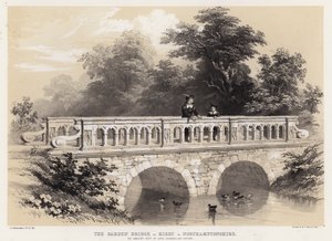 Die Gartenbrücke in Kirby in Northamptonshire, der alte Sitz von Lord Chancellor Hatton von Charles James Richardson