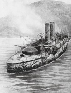 Der spanische Panzerkreuzer Oquendo nach dem Seegefecht 1898