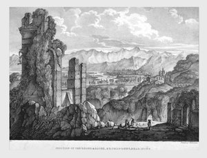 Zusammenfluss von Rhone und Saone, römische Ruinen bei Lyon, ca. 1835