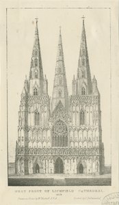 Lichfield Kathedrale - Westfront: Gravur von Charles Joseph Hullmandel