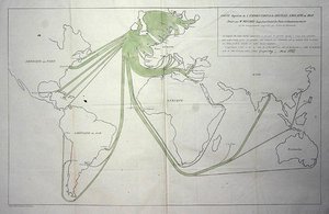 Karte, die den Kohleexport von den Britischen Inseln im Jahr 1850 zeigt von Charles Joseph Minard
