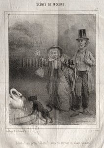 Szenen der Sitten: Bellotte! meine kleine Bellote! willst du diesen hässlichen Fisch lassen! von Charles Joseph Traviès de Villers