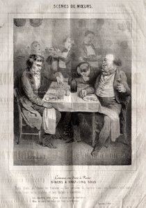 Szenen der Sitten: Wie man in Paris speist. Abendessen für fünfundzwanzig Sous. Drei Gerichte nach Wahl des Wirts...
