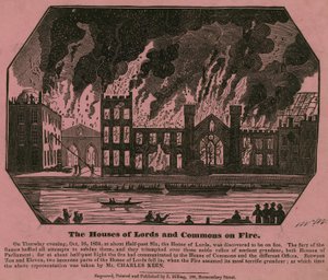 Die Häuser von Lords und Commons in Flammen, 16. Oktober 1834 von Charles Keene