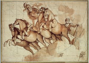 Apotheose des Herkules Lavis de sanguine et encre noir von Charles Lebrun 17. Jahrhundert Paris, Louvre Museum von Charles Le Brun