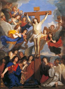 Kruzifix mit Engeln, um 1660, von Charles Le Brun