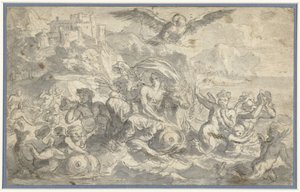 Europa und der Stier umgeben von Meeresgöttern von Charles Le Brun