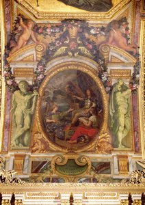 Wiederherstellung der finanziellen Ordnung im Jahr 1662, Deckenmalerei aus der Galerie des Glaces von Charles Le Brun