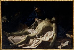 Der tote Christus auf den Knien der Jungfrau Pieta. Gemälde von Charles Lebrun von Charles Le Brun
