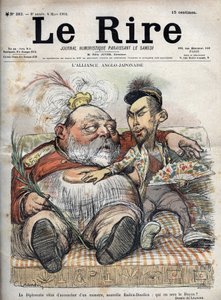 Anglo-Japanische Allianz (1902) Karikatur von Charles LEANDRE für The Laughter von Charles Leandre