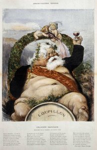 Armand Fallières, Winzer: Karikatur von Fallières als Bacchus - in „Le Rire“ von Okt 1906 von Charles Leandre
