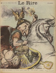 Karikatur des französischen Premierministers Emile Combes als Attila der Hunne. Illustration für Le Rire