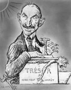 Karikatur von Charles Leandre des französischen Finanzministers Charles de Lasteyrie, veröffentlicht in der Zeitung Le Rire am 26. November von Charles Leandre