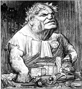 Karikatur von René Berenger (1830 - 1915) in der satirischen Zeitung „Le Rire“ (Gravur) von Charles Leandre