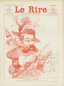 Französischer Politiker Aristide Briand. Illustration für Le Rire