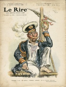 Illustration von Charles Leandre (1862-1934) für das Cover von Le Rire, 28/05/10 - England Großbritannien, Wahnsinn, Maritime Marine Küste, Rauchen, Tabak - George V (1865-1936)