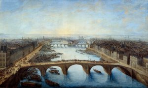 Panoramablick auf Paris über die Pont Royal im Jahr 1741 von Charles Leopold Grevenbroeck