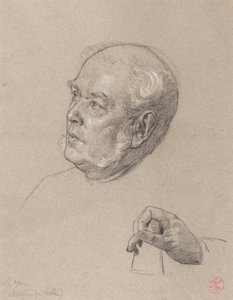 Kopf und Hand eines Mannes, der Würfel wirft von Charles Louis Lucien Muller