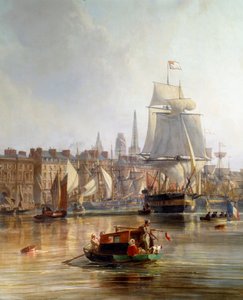 Schiff im Hafen von Rouen (1855) (Detail) von Charles Louis Mozin
