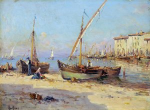 Ansicht von Martigues. Gemälde von Charles Malfroy (1862-1918). Öl auf Holz. Maße: 29,5x40cm. Obligatorische Erwähnung: Sammlung Fondation Regards de Provence, Marseille