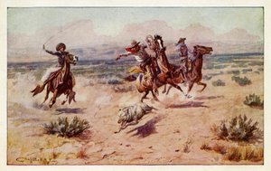 Cowboys jagen einen Präriewolf