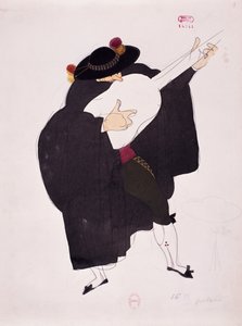 Kostüm für die Figur des Gitarristen aus Der Barbier von Sevilla von Gioacchino Rossini, Skizze von Charles Martin (1884-1934)