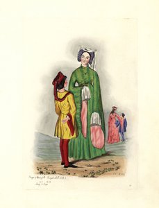 Typisches Frauenkostüm zur Zeit von Heinrich V., Illustration aus 