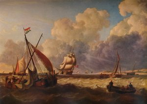 Fischerboote vor der niederländischen Küste, 1823 von Charles Martin Powell